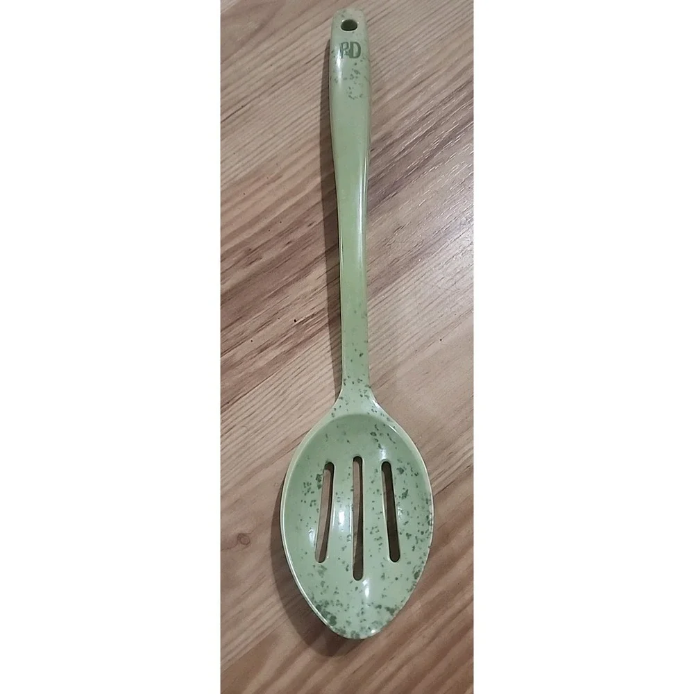 Paula Dean Melamine Slotted Spoon Serving Utensil Speckled Pear‎ EUC  12.5 In